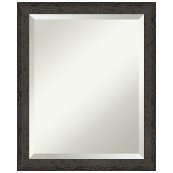 Amanti Art Dappled Black Brown Narrow Beveled Wood Wall Mirror 22.75 x 18.75 in.