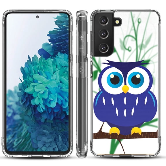Shockproof Hybrid Bumper Phone Case for Samsung galaxy S21  5G / S21 Plus 5G, by OneToughShield ® - Blue Owl