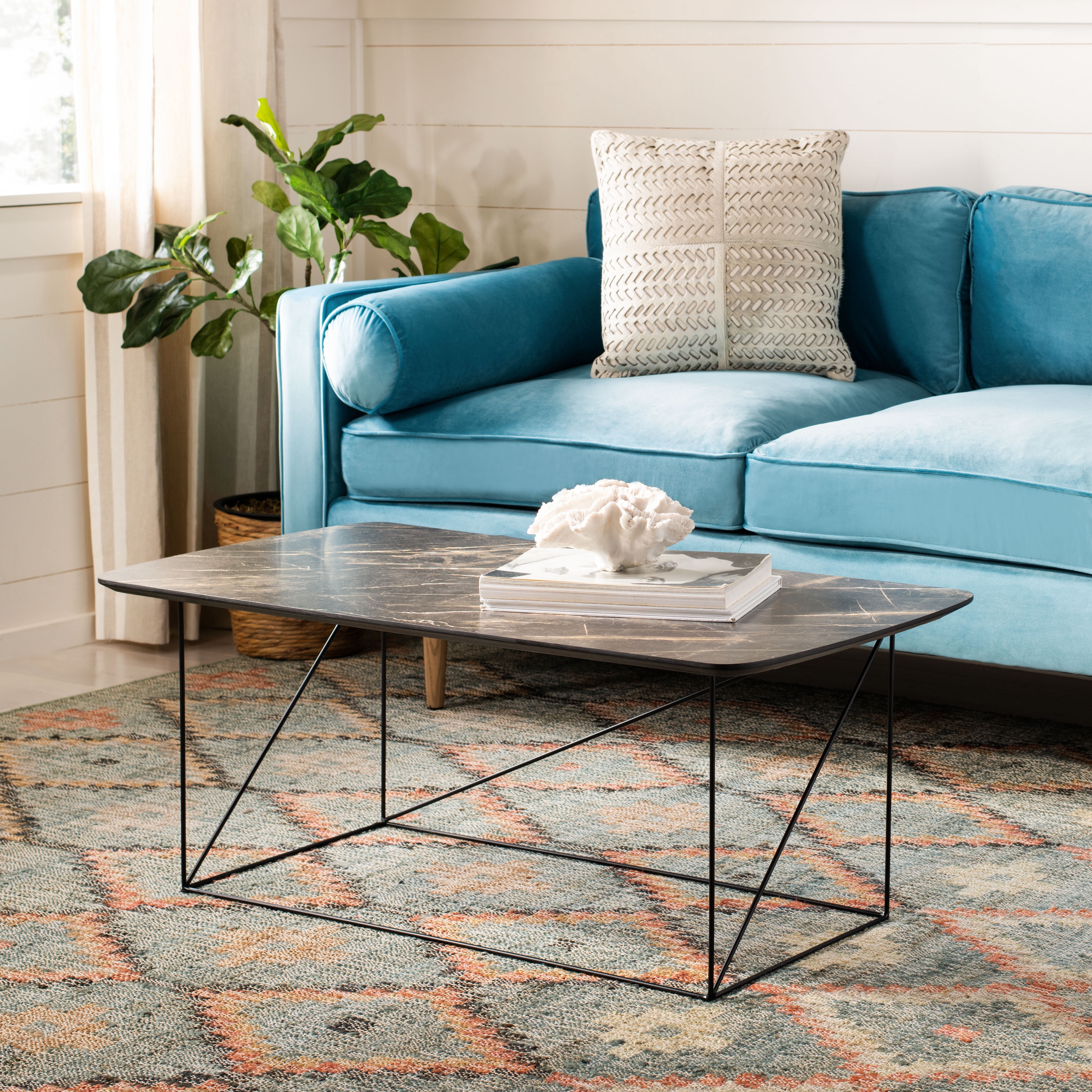 SAFAVIEH Rylee Modern Rectangle Coffee Table, Dark Grey/Black