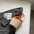 thumbnail image 4 of Bolsa tejido de hierba de playa, Bolsa de empalme de PU tejido a mano a la moda, regalos perfectos para festivales Tmvgtek Para Estrenar, 4 of 5