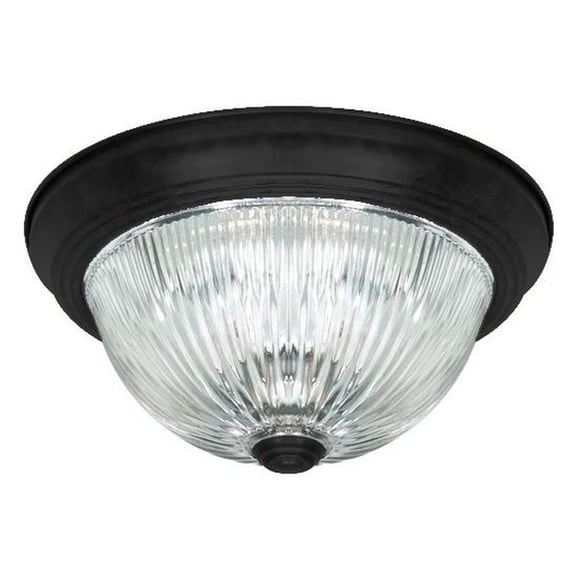 IFM213MBK-RGC Canarm Inc 2 Light Flush Mount-5.5 Inches Tall and 13 Inches Wide-Clear Ribbed Glass Color