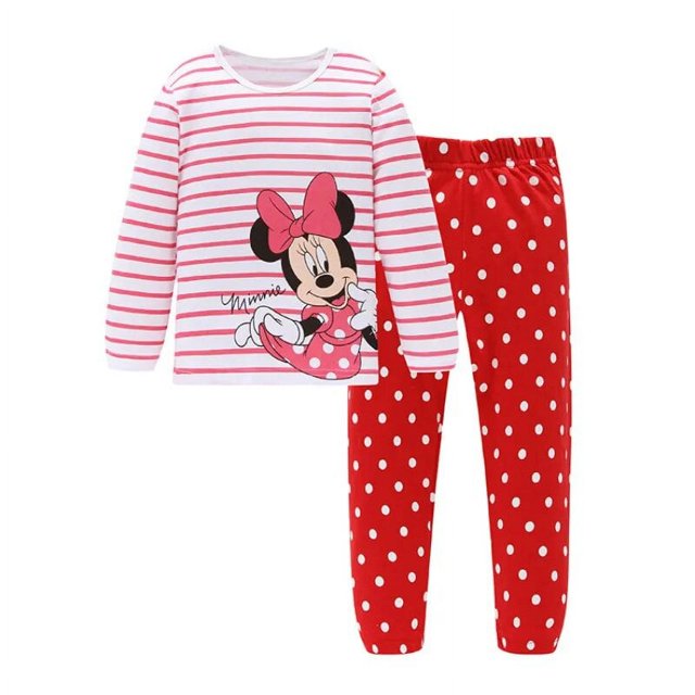 Conjuntos de pijamas de manga larga para niños y niñas, ropa de dormir para bebés, Mickey, Minnie Mouse, Spiderman, coches