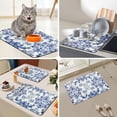 thumbnail image 4 of Dish Drying Mat, Multiple Usage Coffee Bar Mat, Kitchen Counter Mats, Absorbent Hide Stain Rubber Backed Dish Drying Pad(16.1"x24.1", Ink Cyan Flower), 4 of 6