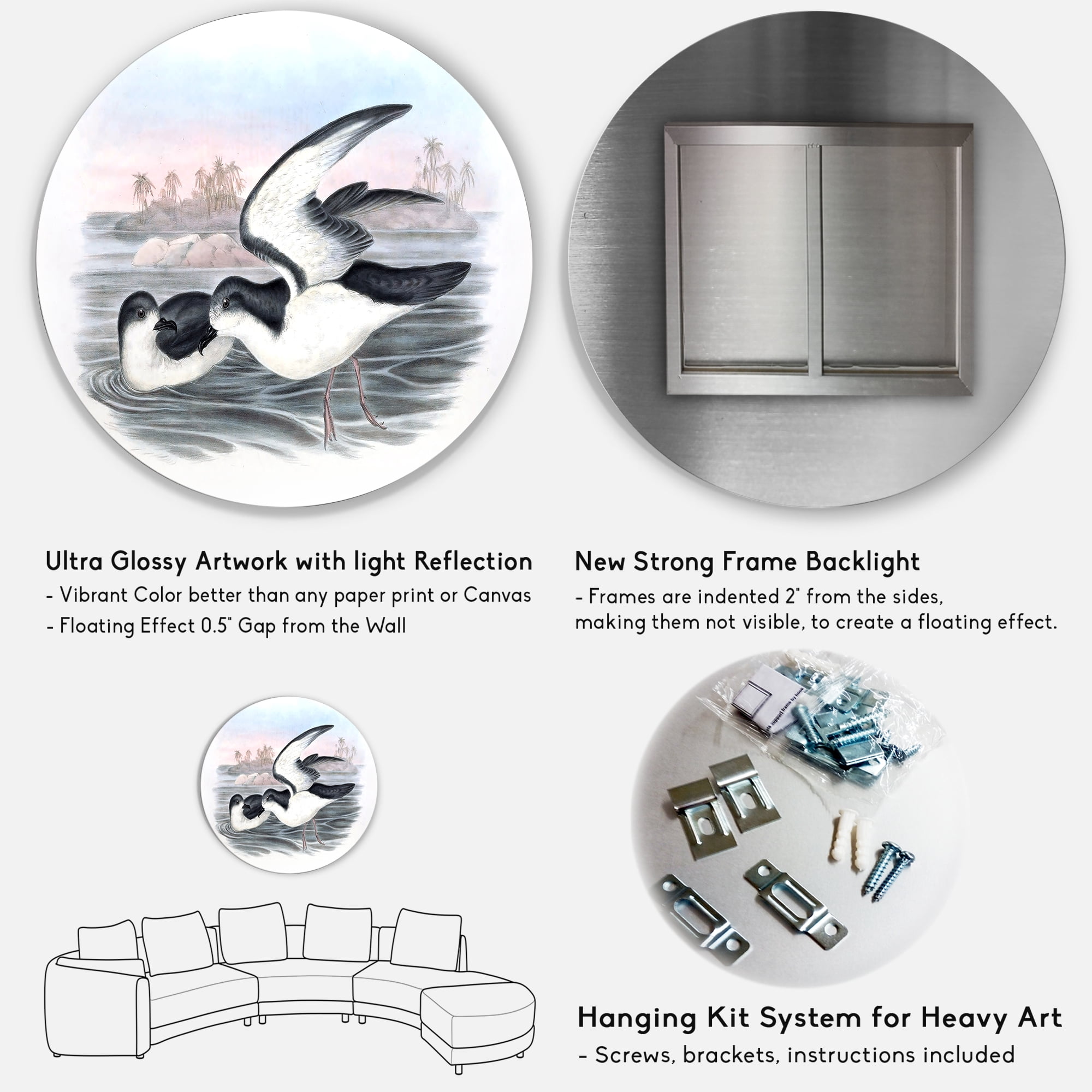 Designart 'Ancient Australian Birds X' Traditional Circle Metal Wall Art 23x23 - Disc of 23