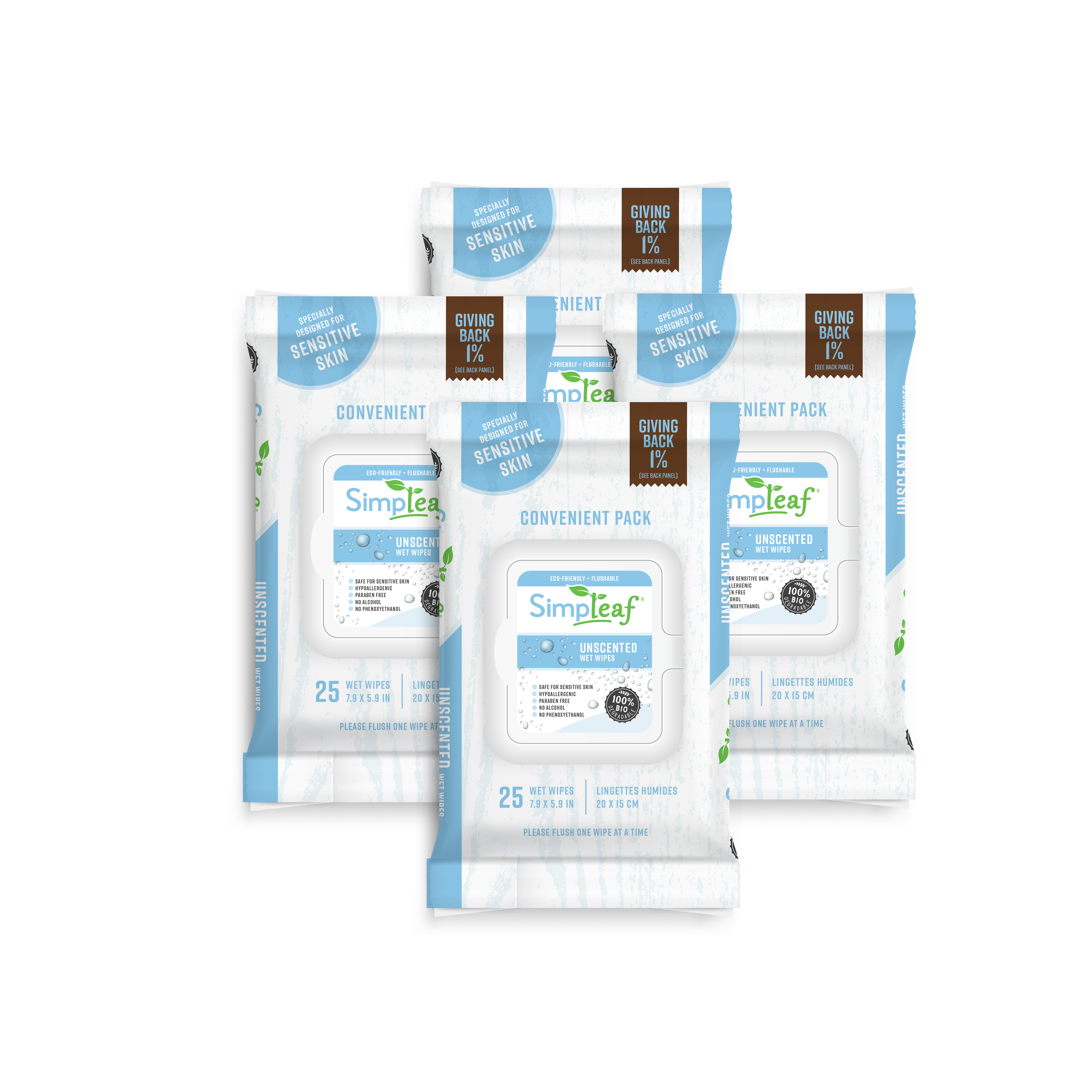 Simpleaf Flushable Wet Wipes Eco Friendly, Paraben & Alcohol Free Hypoallergenic & Safe for