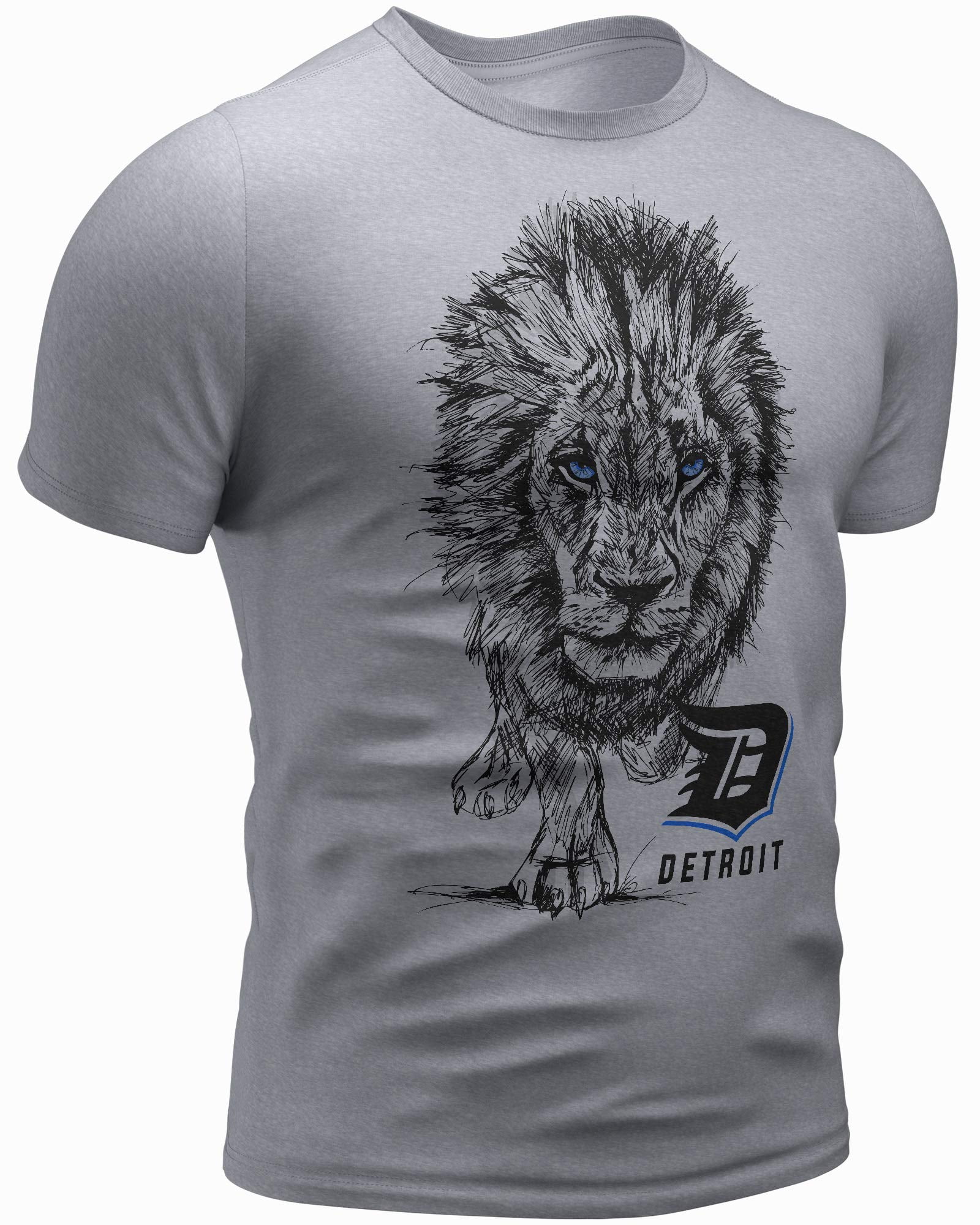 Detroit T Shirts Unisex S M L XL XXL - Detroit Lion Sketch T-Shirt Detroit Tee Shirts by Detroitrebels, Adult Unisex, Size: Small, Gray