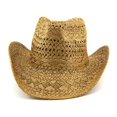 thumbnail image 7 of Hand‑Woven Paper Straw Cowboy Hat Hollow Knit Wide Brim Sun Hat Unisex Outdoor Beach Travel Sun‑Protection Fedora Hat for Men Adults, 7 of 7