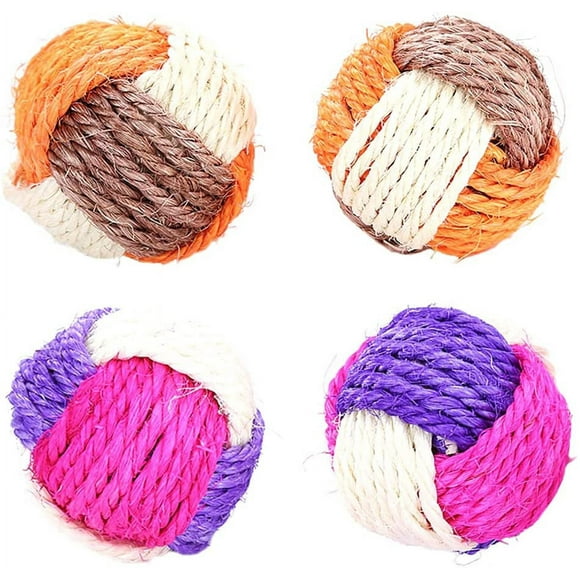 4 Pièces Balle Chat Balle de Sisal Animaux de Compagnie Jouets pour Chats Chat Sisal Corde Balle Jeux Chat Jouet Balles pour Jeu Chat Chaton Balle pour Chat Balle en Sisal Chat