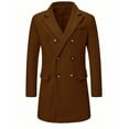 thumbnail image 3 of safuny Men's Casual Trench Wool Blend Coat Slim Notched Collar Mid Long Jacket Overcoat Double Breasted Pea Coat wih Pockets Brown M, 3 of 8