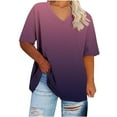 thumbnail image 5 of Htigea Womens Plus Size V Neck T Shirts Short Sleeve Tops Casual Summer Tshirts Loose Fit Tee Sale Beige,XXXL, 5 of 5
