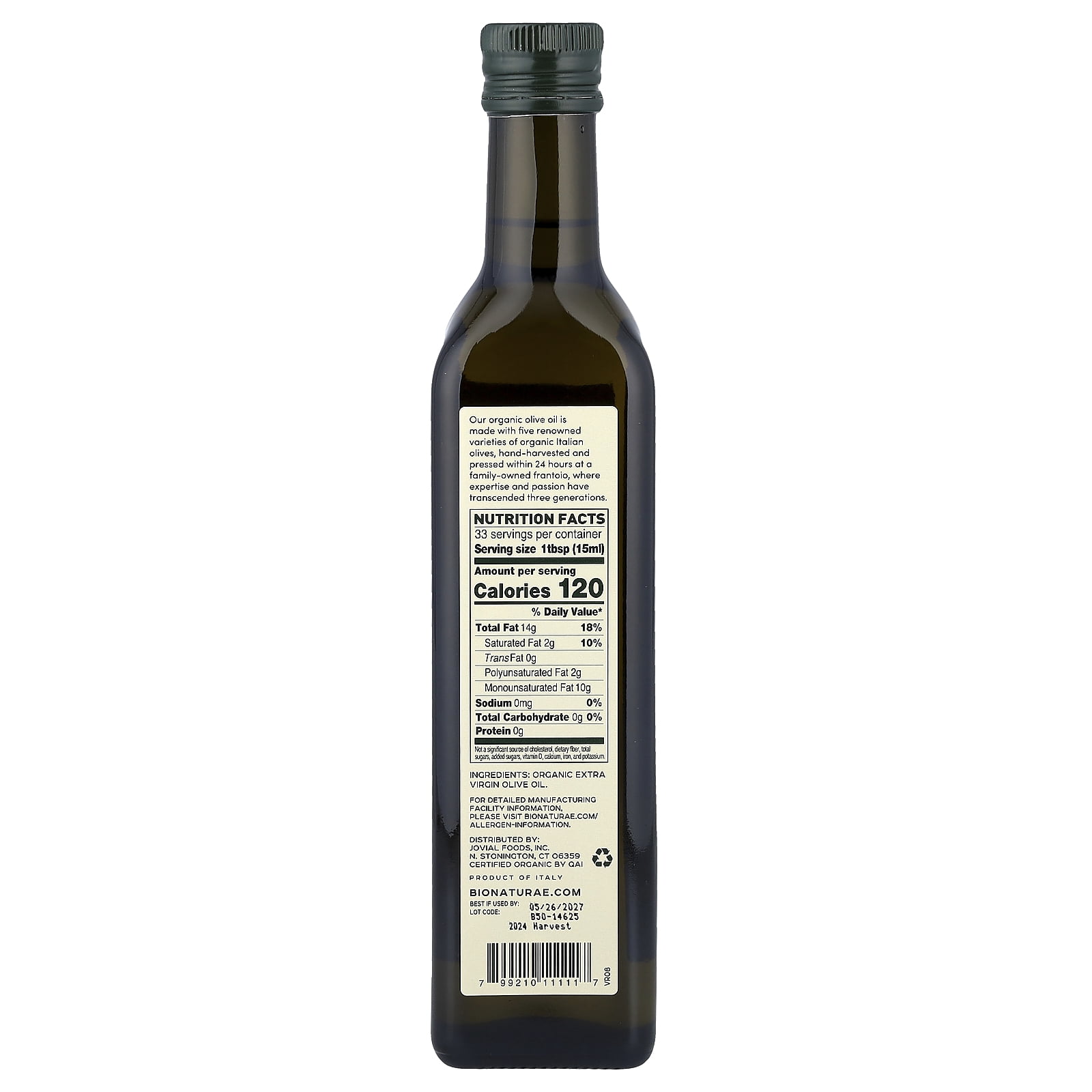Bionaturae Olive Oil Organic Extra Virgin, 17 Fl Oz