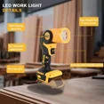 thumbnail image 5 of 20V Cordless Pivoting Work Light Flashlight, 500LM Bright LED, 90° Adjustable Head, Compatible with DeWalt 20V/18V Batteries (Tool Only), 5 of 7