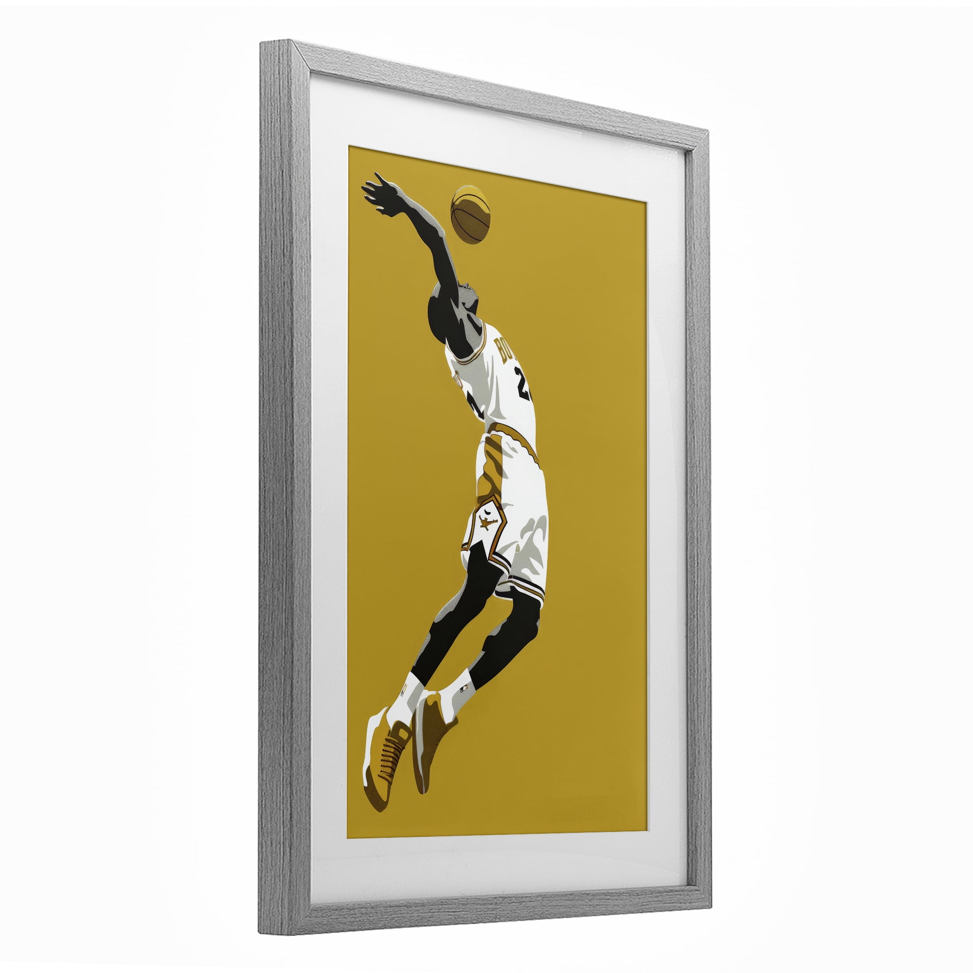 Stupell Industries Iconic Basketball Dunk Gray Framed Print Under Glass, design by Ray Powers