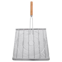 Worgeous Grill Basket Stainless Steel Multi Functional Wire Steaming Cooling And Baking Barbecue Rack Wire Roaster Rack With Wooden Handle