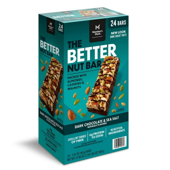 The Better Nut Bar, Dark Chocolate & Sea Salt, 24-Count (1.41 oz per Bar, Total 33.86 oz)