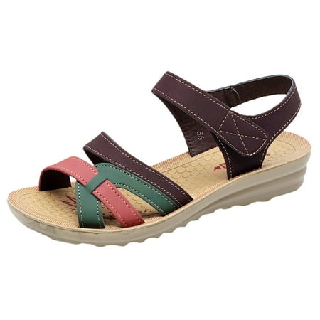 

Follure Girl women s casual shoes Women Ladies Summer Fashion Leather Sandals Wedges Comfort Big Size Shoes Coffee 37