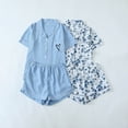 thumbnail image 2 of Tnhcen Women's 2 Piece Summer Cotton Print Pj Set Short Sleeve Button Up Sleepwear Homewear Set S-XL 2PC*2, 2 of 5