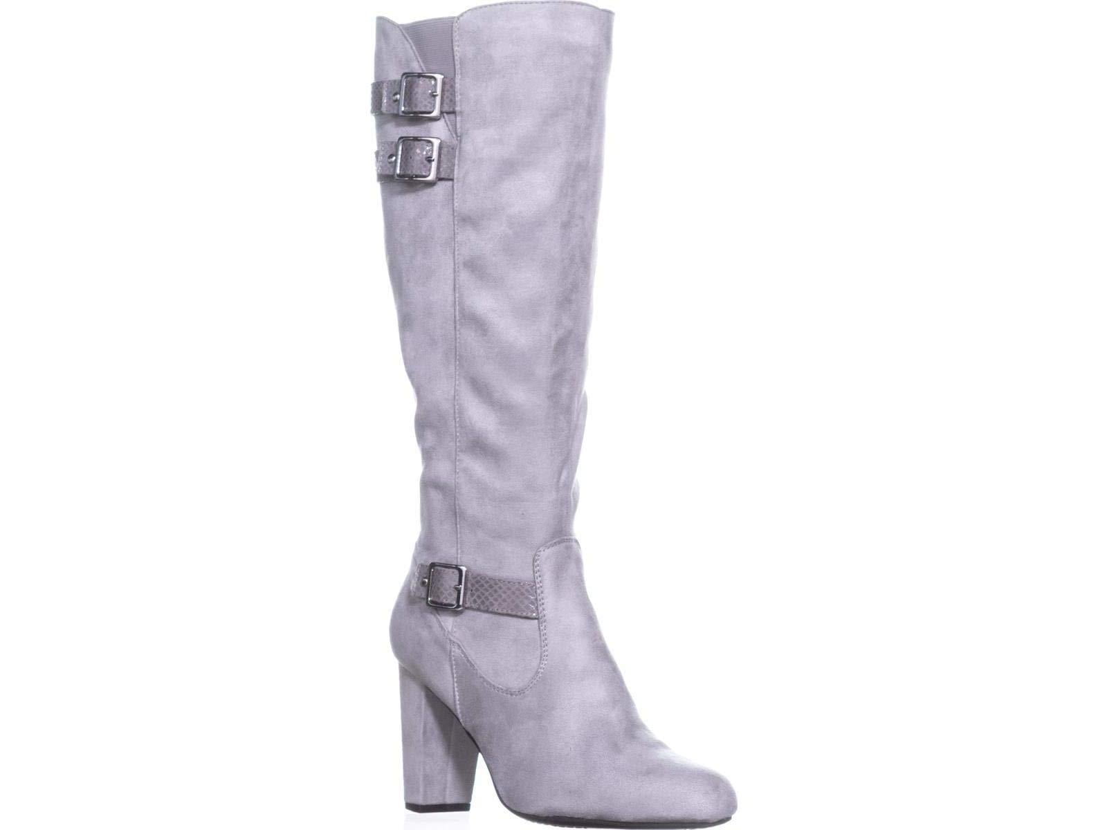 light grey knee high boots