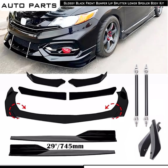Booming up For Honda Civic Body Front Bumper Lip Splitter Spoiler Side Skirt Bod K