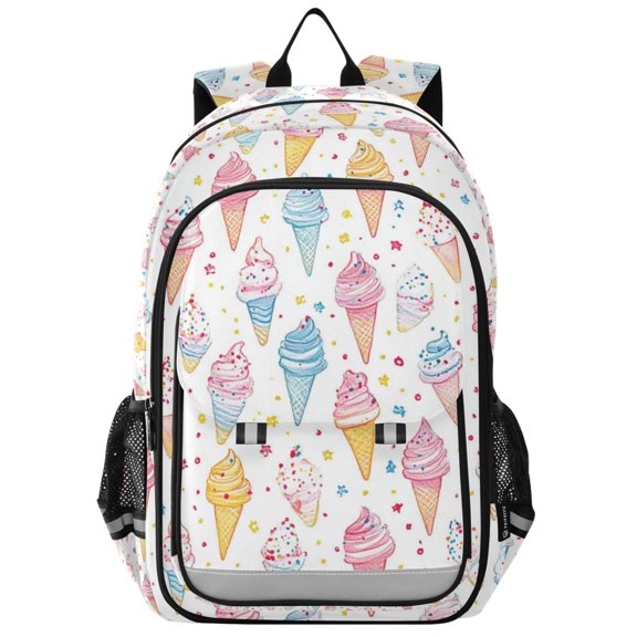 FORMRS Unisex School Backpack 17" Student Travel Bag with Laptop Compartment, Colorful Ice Cream Pattern