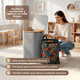 thumbnail image 3 of Cesto Premium para Ropa 100L con Tapa, Canasta Multiusos Impermeable con Bolsa Interior Extraíble y Asas de Color Bambú para Recámara, Baño o Cuarto Infantil (GRIS), 3 of 9