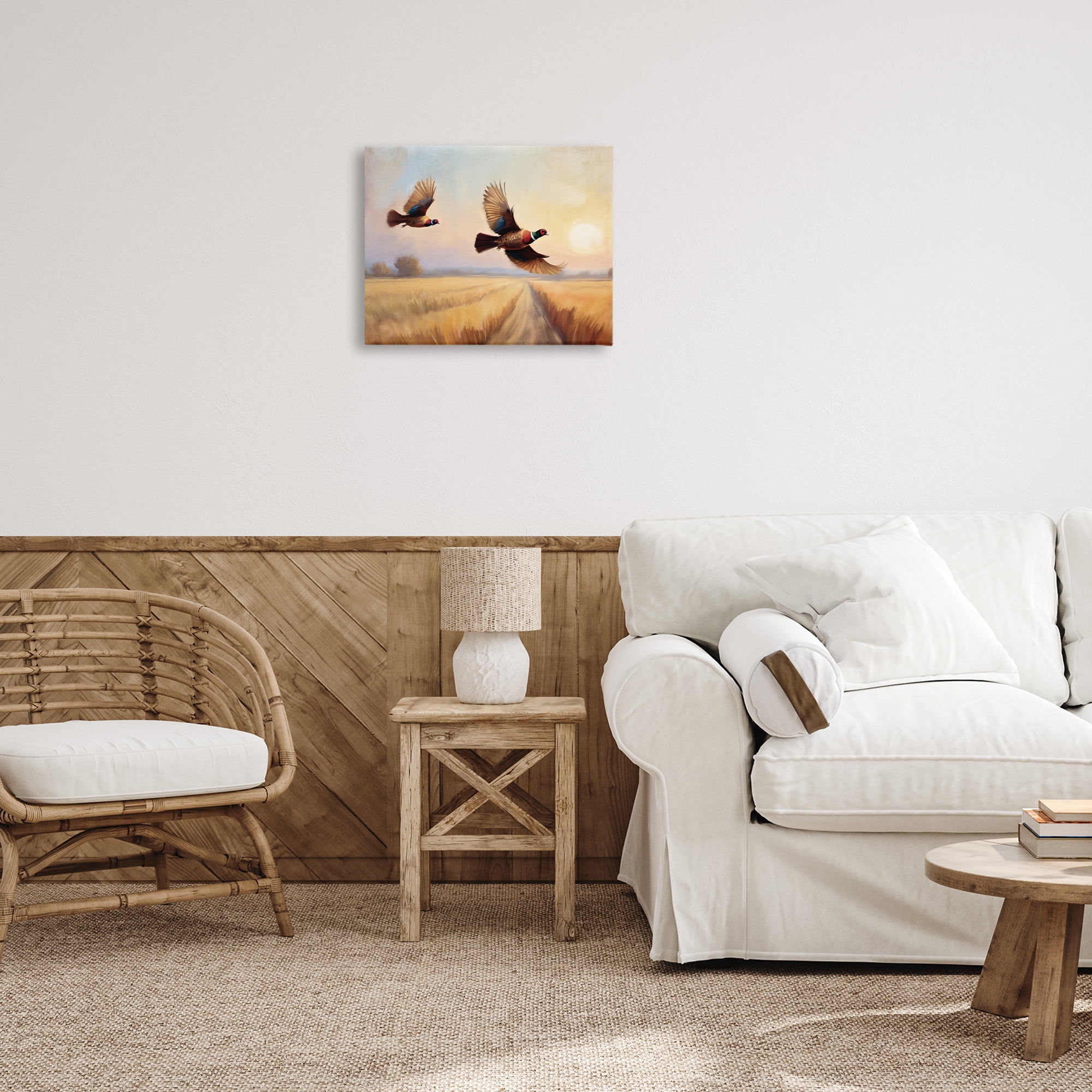 Stupell Industries Fall Flight Pheasants Landscape & Nature Painting Wrapped Canvas Art Print Wall Art, 20 x 16