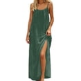 thumbnail image 1 of Daiosportswear Robe Longue Ample à Bretelles Spaghetti Dos Nu pour Femmes, Robe de Chambre à Manches Courtes Vert Armée m(m), 1 of 7
