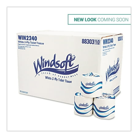 Windsoft Toilet Paper, Septic Safe, 2-Ply, White, 4 x 3.75, 500 Sheets/Roll, 96 Rolls/Carton -WIN2240B