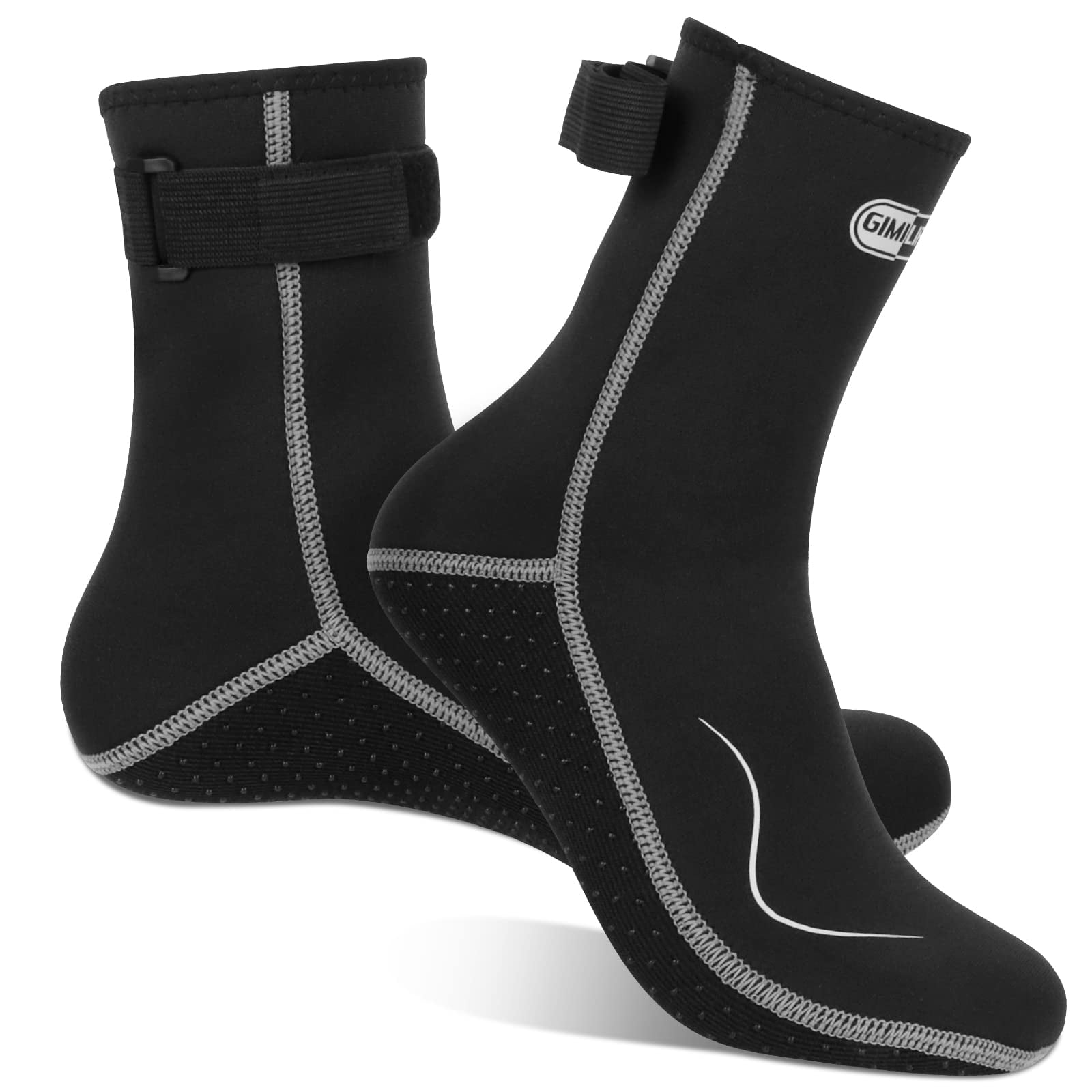 gimilife Neoprene Socks 3MM Water Socks for Women Men Waterproof Diving Wetsuit Socks Sand Socks for Beach Volleyball Snorkeling Surfing Kayaking Swimming Water Sports High cutBlack gray S Walmart