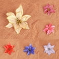 thumbnail image 4 of 24Pcs Christmas Glitter Artificial Poinsettia Flowers Xmas Poinsettia Artificial Wedding Flowers Decorations Xmas Tree Ornaments for Party Favors, 6inch, 4 of 8