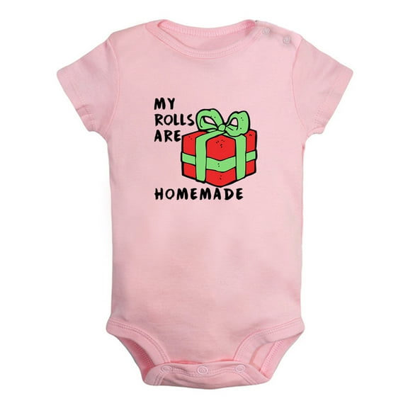 iDzn My Rolls Are Homemade Novelty Rompers For Babies, Newborn Baby Unisex Bodysuits, Infant Jumpsuits, Toddler 0-12 Months Kids One-Piece Oufits (Pink, 0-6 Months)