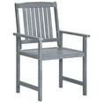 thumbnail image 4 of vidaXL Patio Chairs Outdoor Dining Chair with Cushions Gray Solid Wood Acacia, 4 of 7