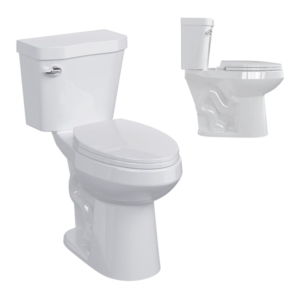 Two-Piece Elongated Toilet 19" Extra Tall Height, 12" Rough-In, Powerful 1.28 GPF Siphonic Flush, Quiet Soft Close Seat, Comfort Height Bathroom Toilet for Elderly, Adults & Mobility Support, White