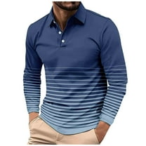 yillto Men Big and Tall Tops Buttons Neck Striped Long Sleeve Golf Shirts Pullover Casual Athletic Tee