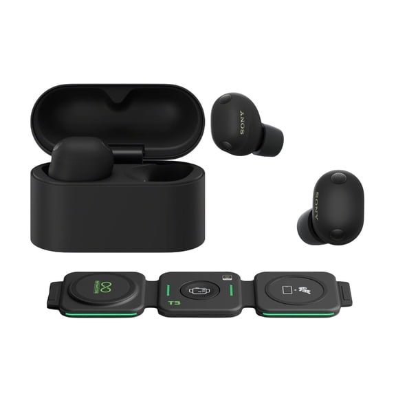 Sony WF-1000XM6 Wireless Noise Cancelling Earbuds (Black) with 3-in-1 Portable Accessory (2 Items)