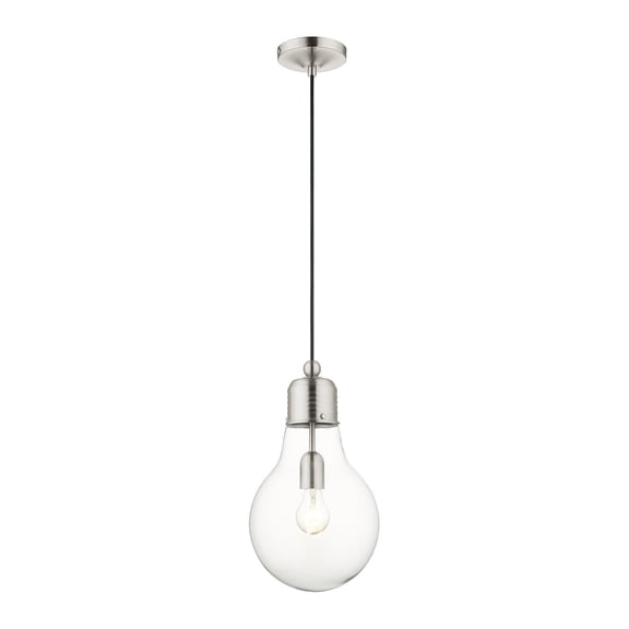 Livex Lighting  1 Light Brushed Nickel Pendant, 49092-91 - 8.25" Dia x 17" - 80" Adj. H