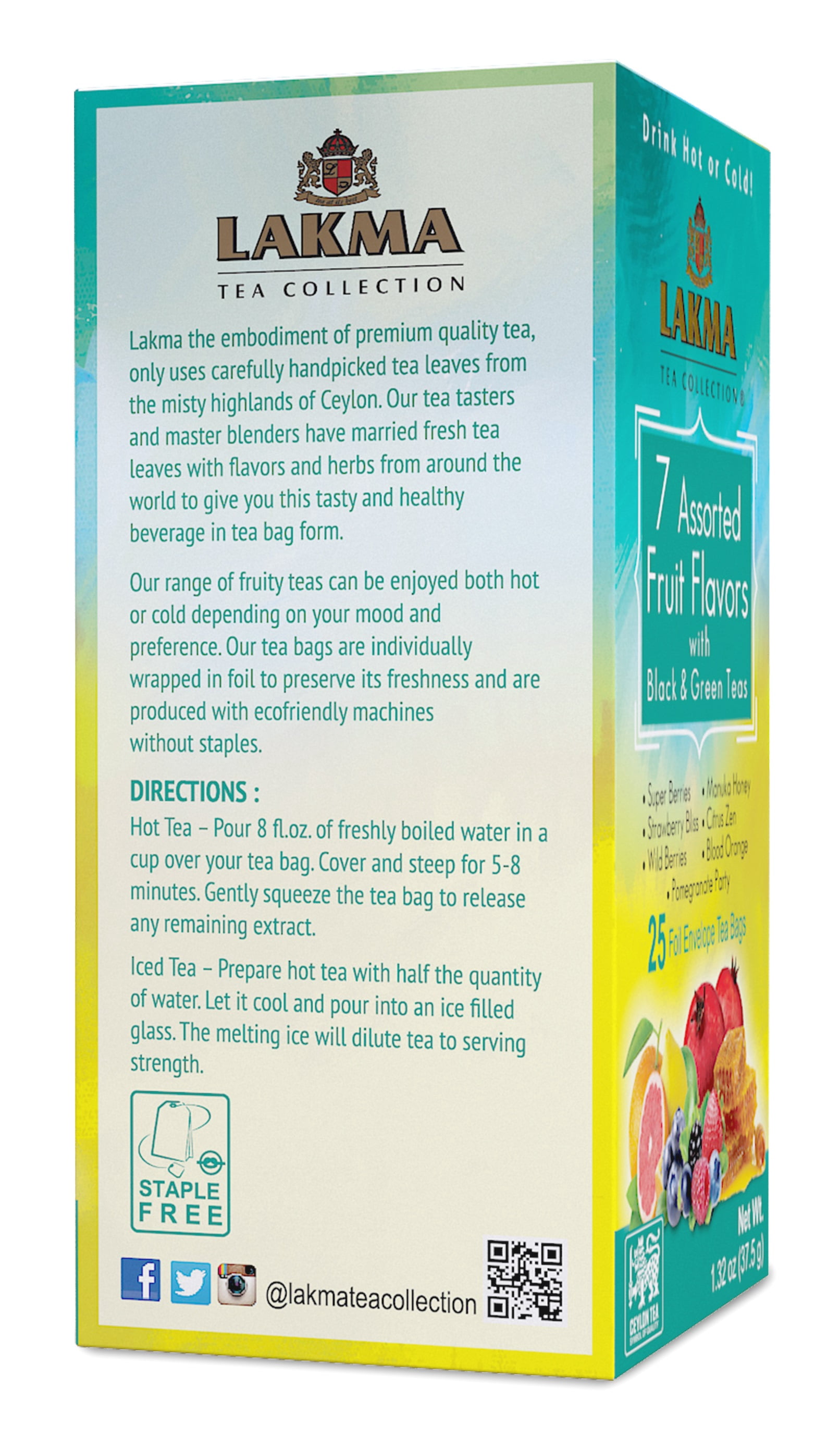Lakma 7 Flavor Assorted Tea - Black & Green - 150 Tea Bags (6 Pack)
