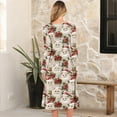 thumbnail image 4 of Women's Christmas Printed Fashionable Loose Round-Neck Dress, Holiday Print, Casual Wear, Retro Style, Comfort Fit, Everyday Dress, Festive,White,M, 4 of 5