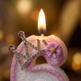 thumbnail image 4 of Daisy Crown Number Candle, Purple & Silver Glitter Number 6 Birthday Candle With Rhinestone Crown & Daisy, Cake Topper for Princess Birthday Party Decorations, Crown O Number 6, 4 of 6