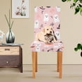 thumbnail image 4 of Yayeee 2 Pack Dining Chair Covers Stretch Parson Chairs Slipcovers Seat Protector, Pink Halloween Ghosts, 4 of 6