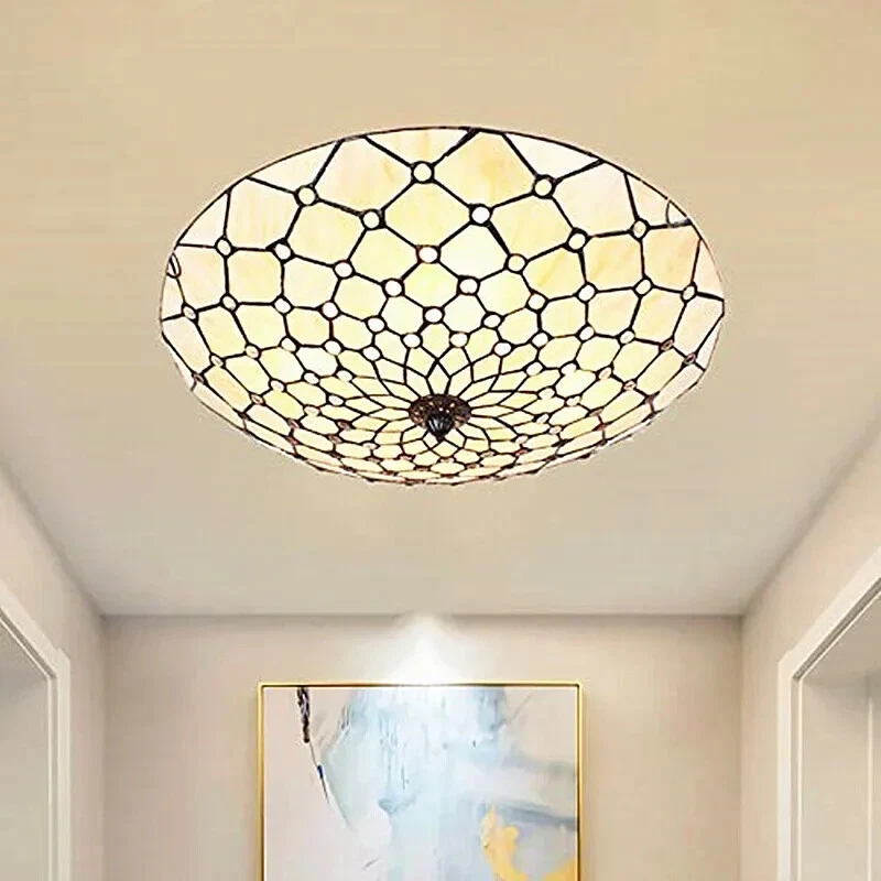 More Change Tiffany Style Ceiling Chandelier Light Flush Mount Lamp Fixtures Stained Glass Decor