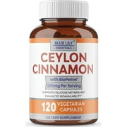 Blue Lily Ceylon Cinnamon Capsules with Bioperine (Black Pepper) 1200 mg, 120 Vegan Capsules