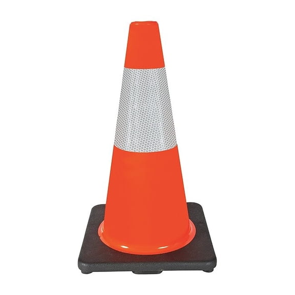 Traffic Cone, PVC, High-Intensity Prismatic, 18 in Height, 3 lb, Orange