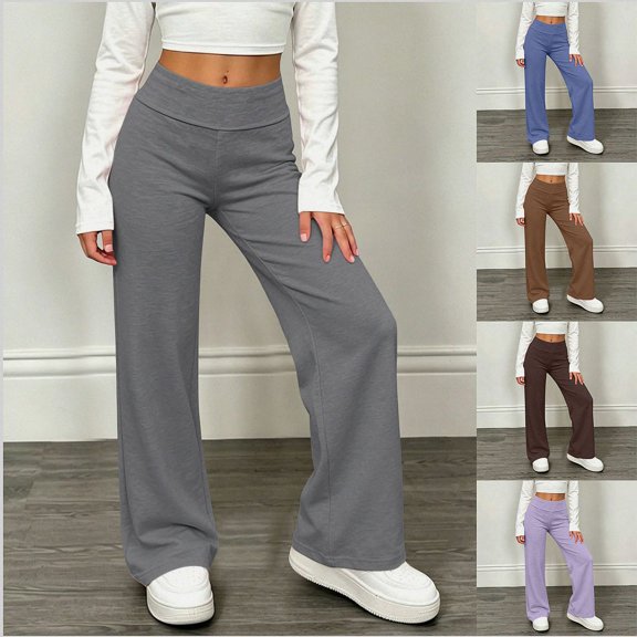 SGFCWSX Girls Yoga Pants, High Waist Stretchy Wide Leg Soft Casual School Comfy Leggings Dark Gray Size 10