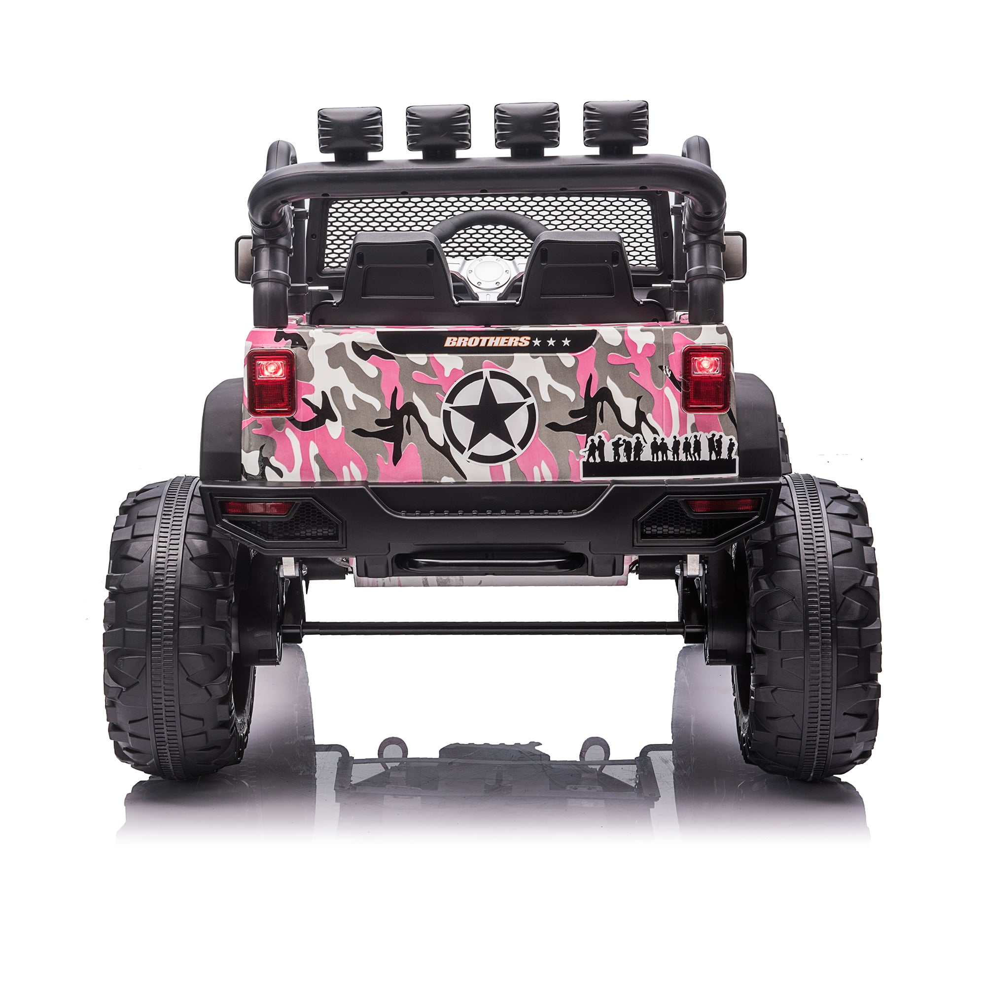 CIPACHO Kids Ride On Truck, 24V Battery Powered Toy Car with Spring Suspension, Remote Control, Camouflage Pink