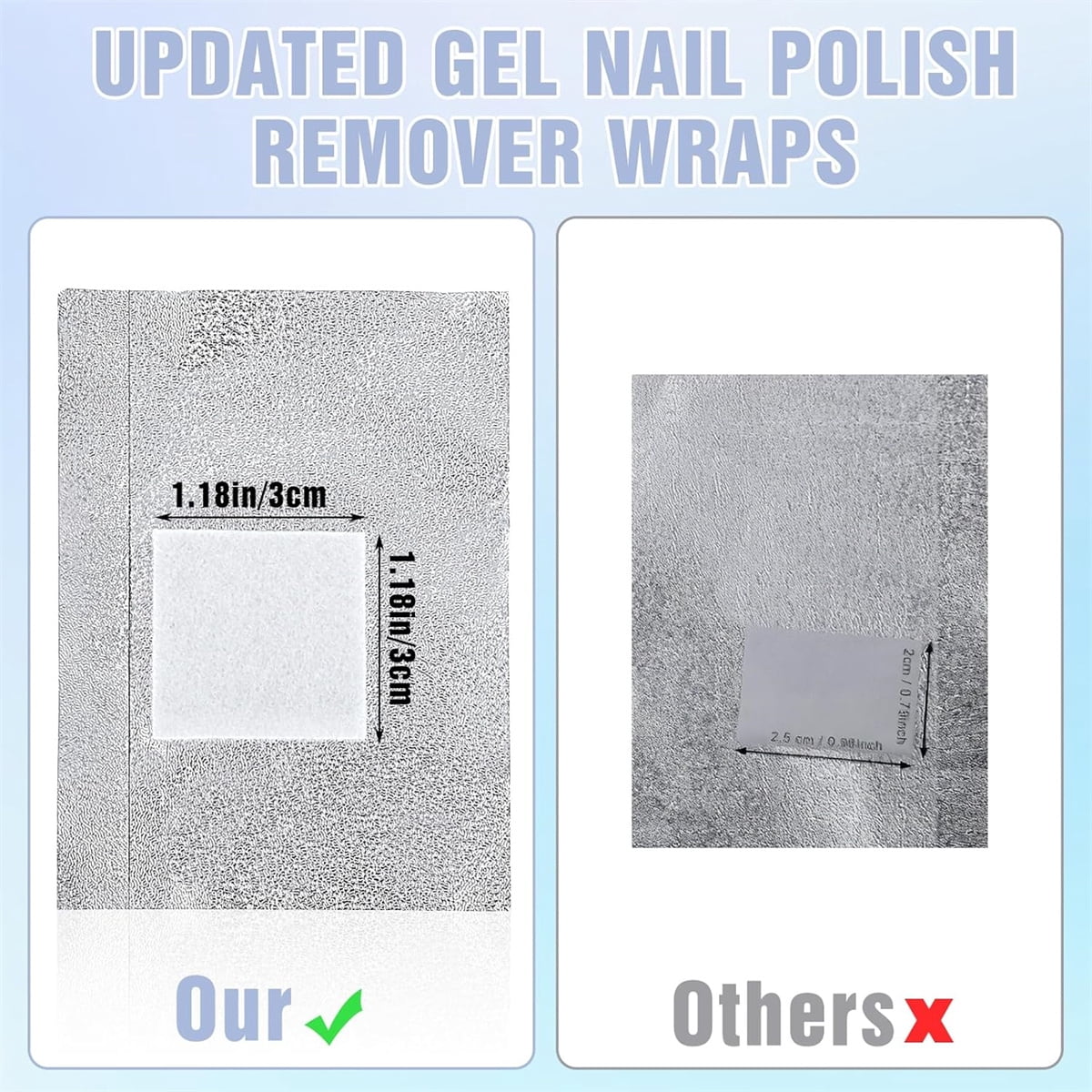 GIXUSIL Gel Nail Foil Wraps Aluminium, GIXUSIL Nail Polish Remover with Soak Off Foils Cotton Pads, Gel Nail Polish Wraps Removal Tool, Finger Nail Polish Remover (200Pieces, Silver)