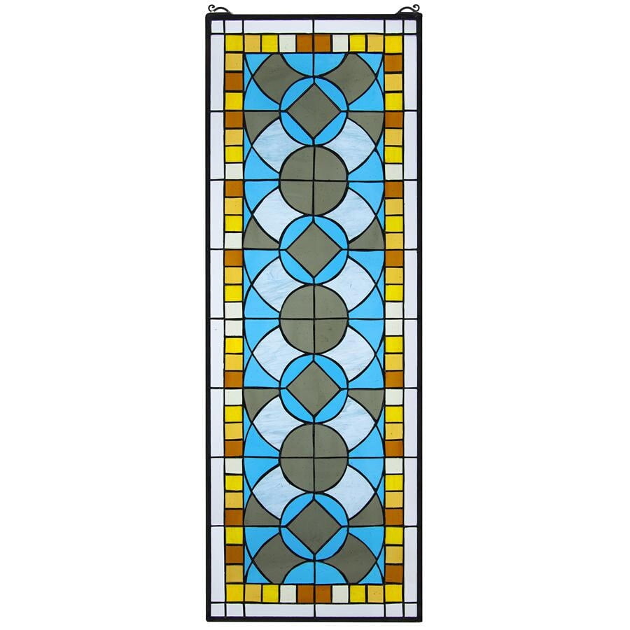 Design Toscano Celtic Knot Stained Glass Hanging Panel - 9x35 Inch Amber Gothic Arch Window Decoration