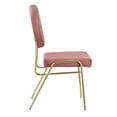 thumbnail image 3 of Side Dining Chair, Pink Gold, Velvet, Mid Century Kitchen Cafe Bistro Hospitality Restaurant, Modern Contemporary Boutique HB34609, 3 of 10