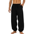 thumbnail image 2 of Mens Lounge Pants Lightweight Drawstring Elastic Waist Baggy Joggers Summer Comfort Everyday Travel Beach Linen Pants, 2 of 8