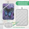thumbnail image 3 of 2Pack Heat-Resistant Quilted Cotton Potholders - Stylish Kitchen Grips for Hot Pots & Pans Ovens Black Blue Butterfly, 3 of 7
